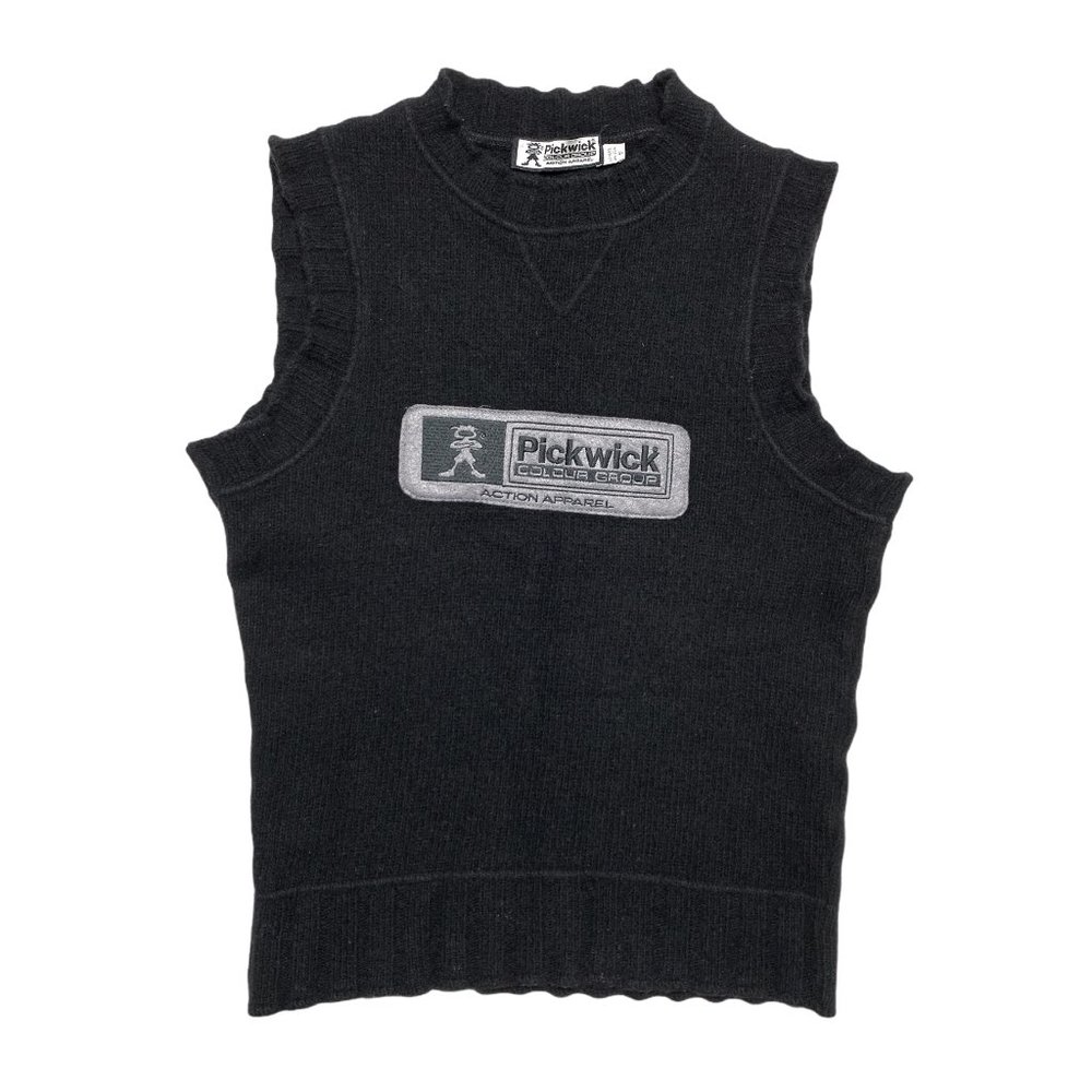 Vintage 90s black wool knit vest - Picture 1 of 5